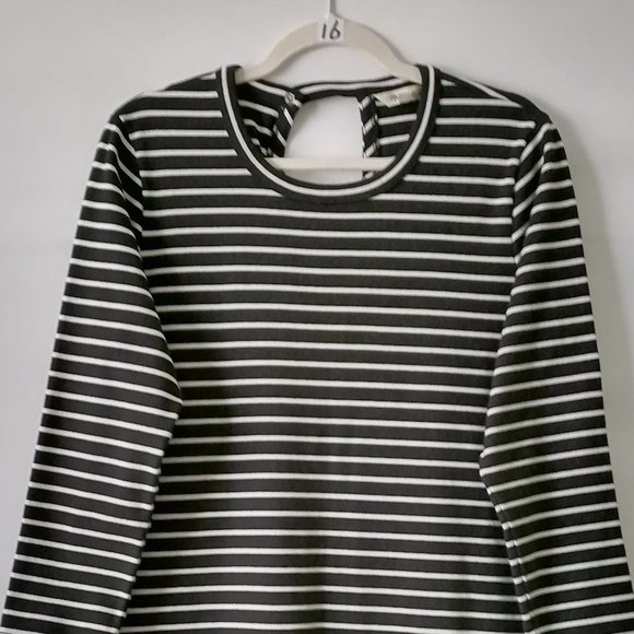 Madewell Womens Black & White 3/4 Sleeve Round Neck Striped T-Shirt Dress Size L - Picture 3 of 7